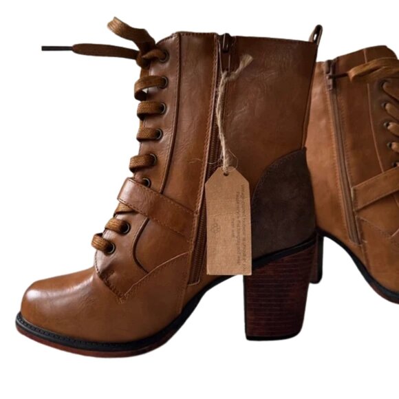 VINTAGE 93 Brown Leather Ankle Boots - Picture 1 of 5